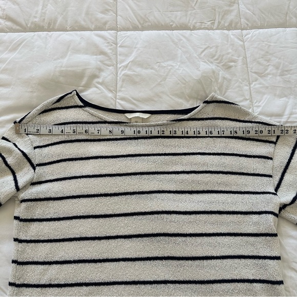 H&M Cropped Striped Bell Sleeve Sweater | Boat / Scoop Neck | Size S Women’s - Picture 3 of 8